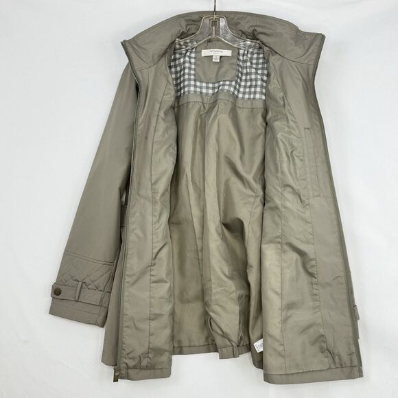 Liz Claiborne NY Green Lined Rain Windbreaker Coat Hooded Coat Womens Size M - Picture 6 of 16